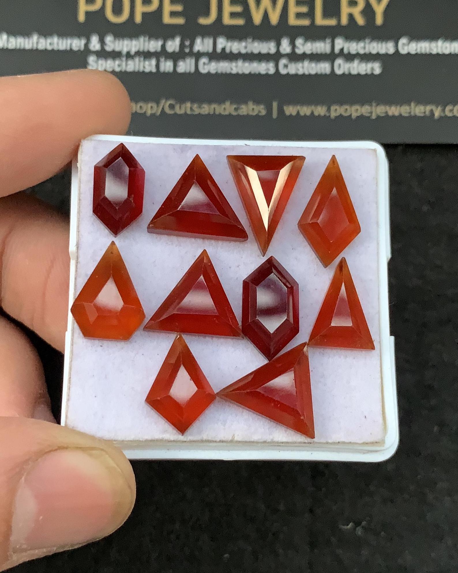 Natural Hessonite Garnet Step Cut Mix Shape Cabochons Garnet Loose Gemstones Jewelry Supply Wholesalegems 11-15 MM Size 10 Pcs SM23293