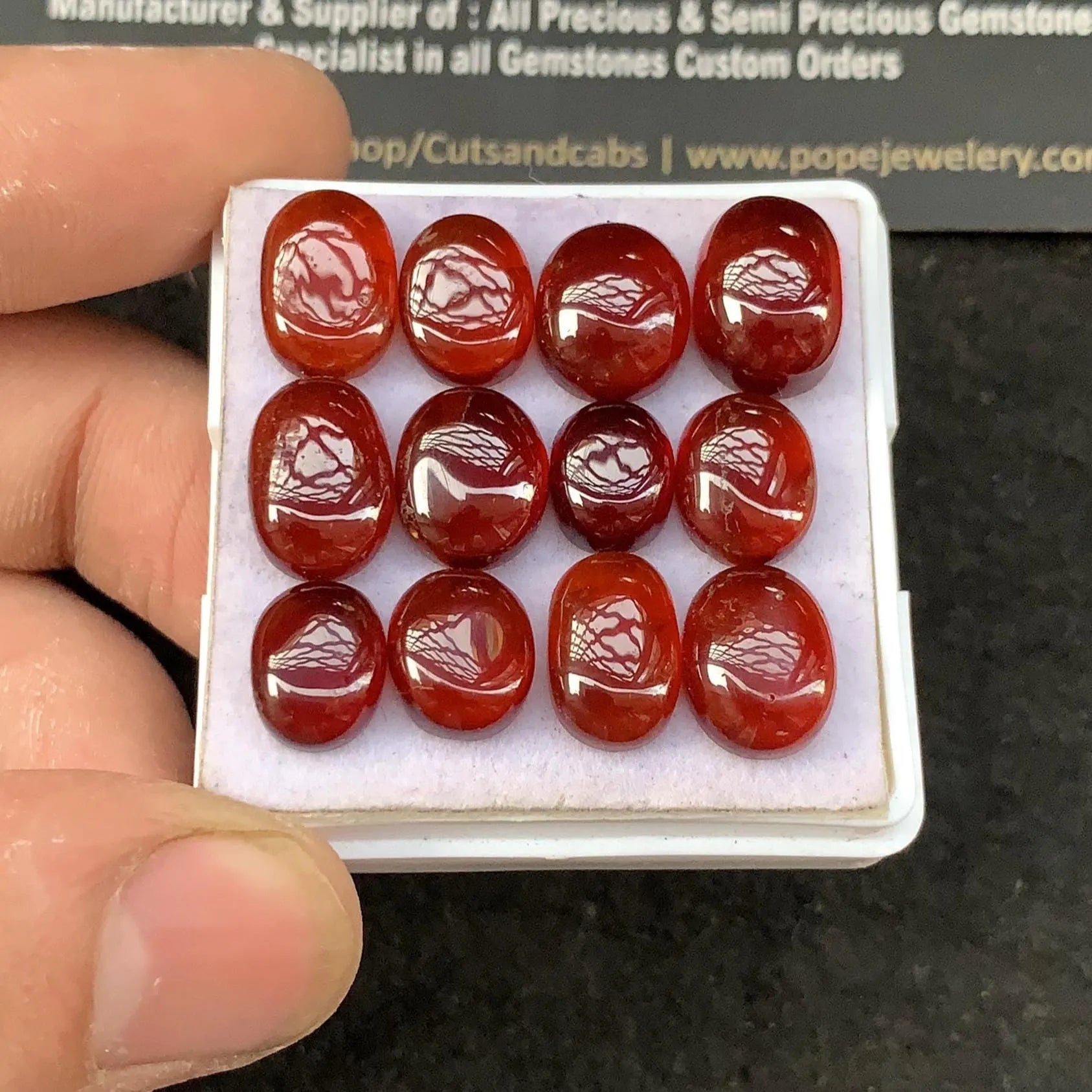 Natural Hessonite Garnet Smooth Oval Cabochons Garnet Loose Gemstones Jewelry Supply Wholesalegems 9-12 MM Size 12 Pcs SM23287