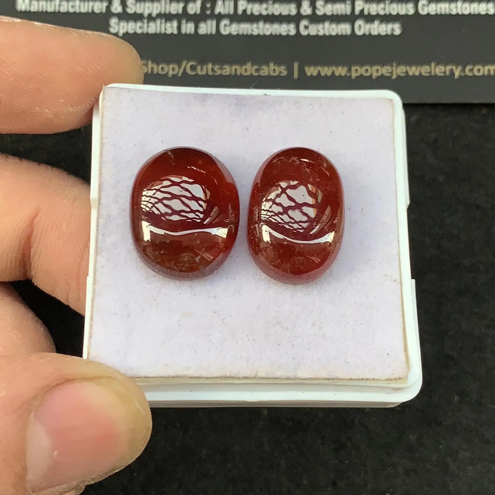 Natural Hessonite Garnet Smooth Oval Cabochons Garnet Loose Gemstones Jewelry Supply Wholesalegems 17-18 MM Size 2 Pcs SM23285