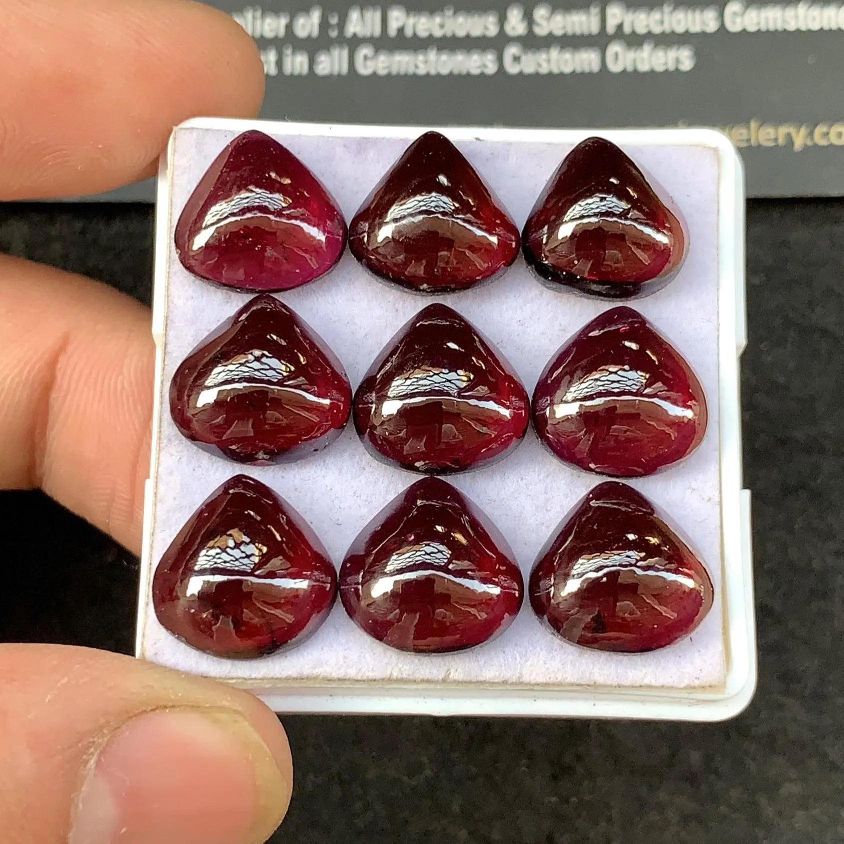 Natural Garnet Smooth Heart Cabochons Garnet Loose Gemstones Jewelry Supply Wholesalegems 12 MM Size 9 Pcs SM23266