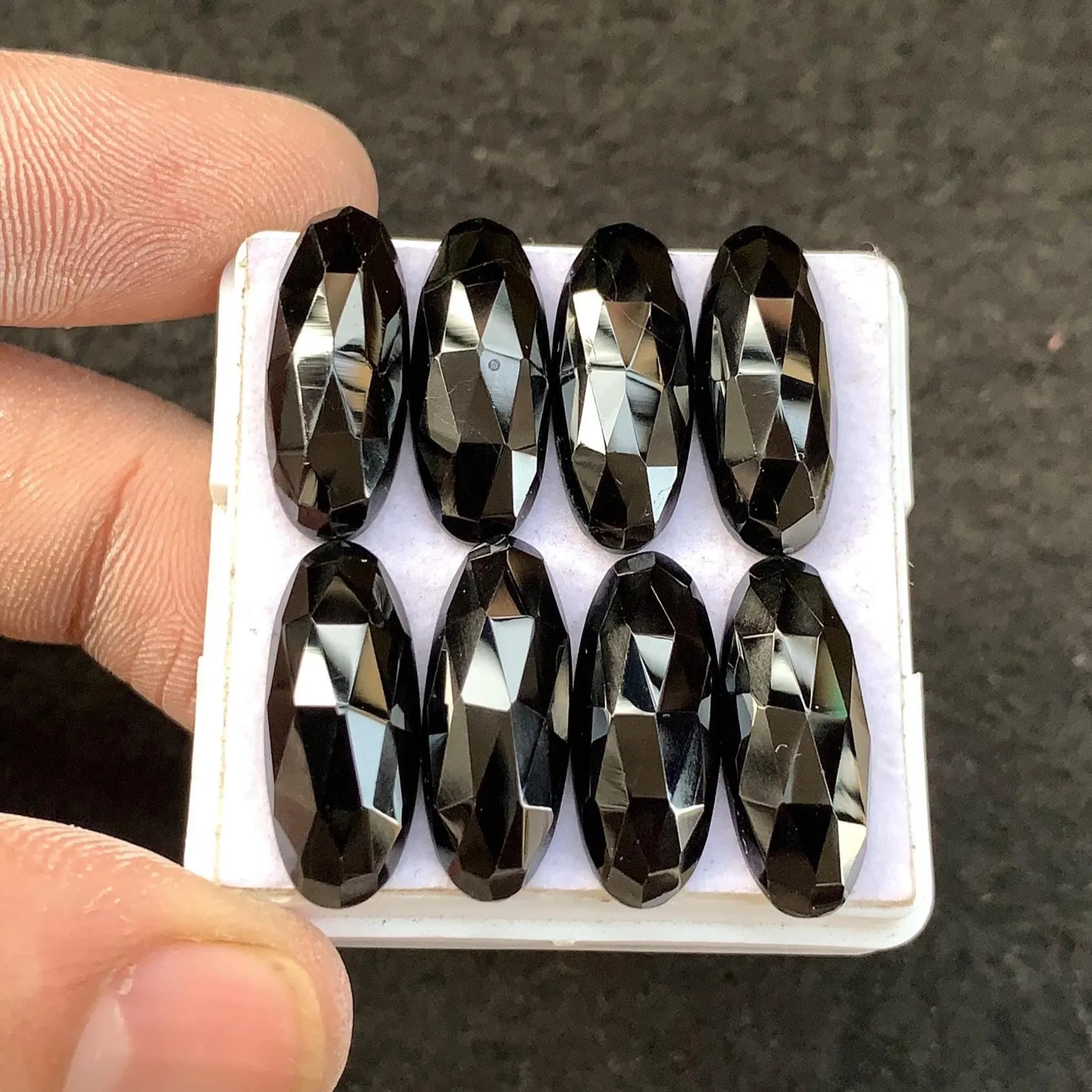 Black Spinel Gemstone Black Spinel Rose Cut Cabochon Black Spinel Oval Shape 20x8 MM 8 Pcs High Quality Wholesalegems SM23908