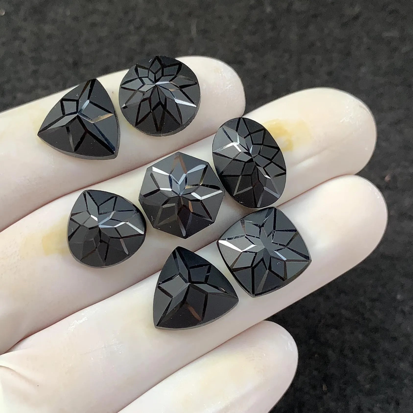 Black Spinel Gemstone Natural Black Spinel Precision Cut Mix Shape Gemstone 12-14 MM 7 Pcs High Quality Wholesalegems SM23896