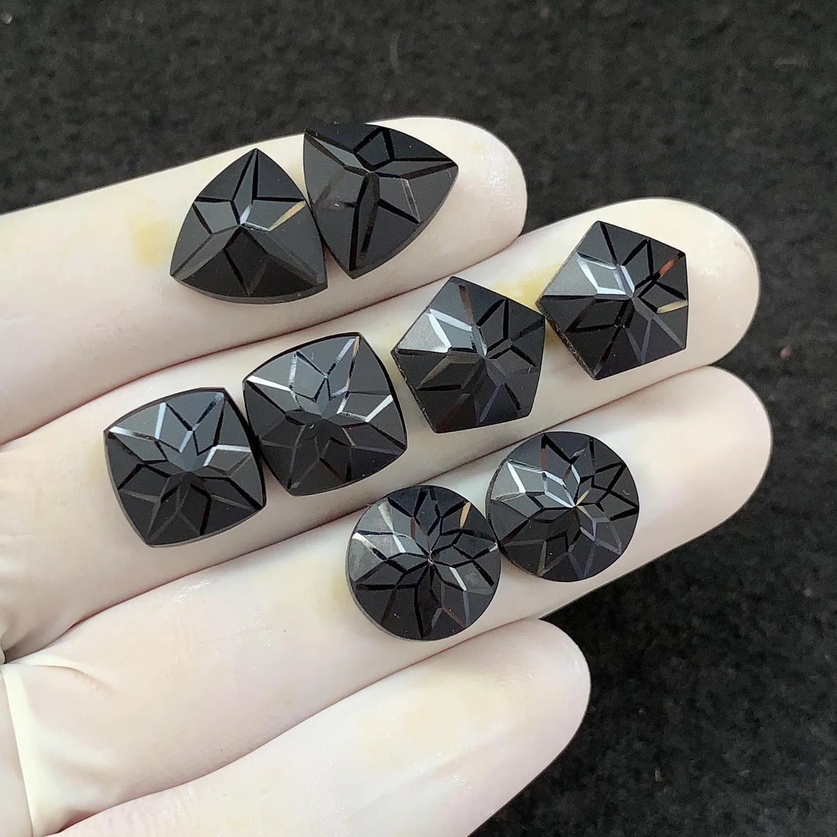 Black Spinel Gemstone Natural Black Spinel Precision Cut Pair Mix Shape Gemstone 12 MM 4 Pair High Quality Wholesalegems SM23895