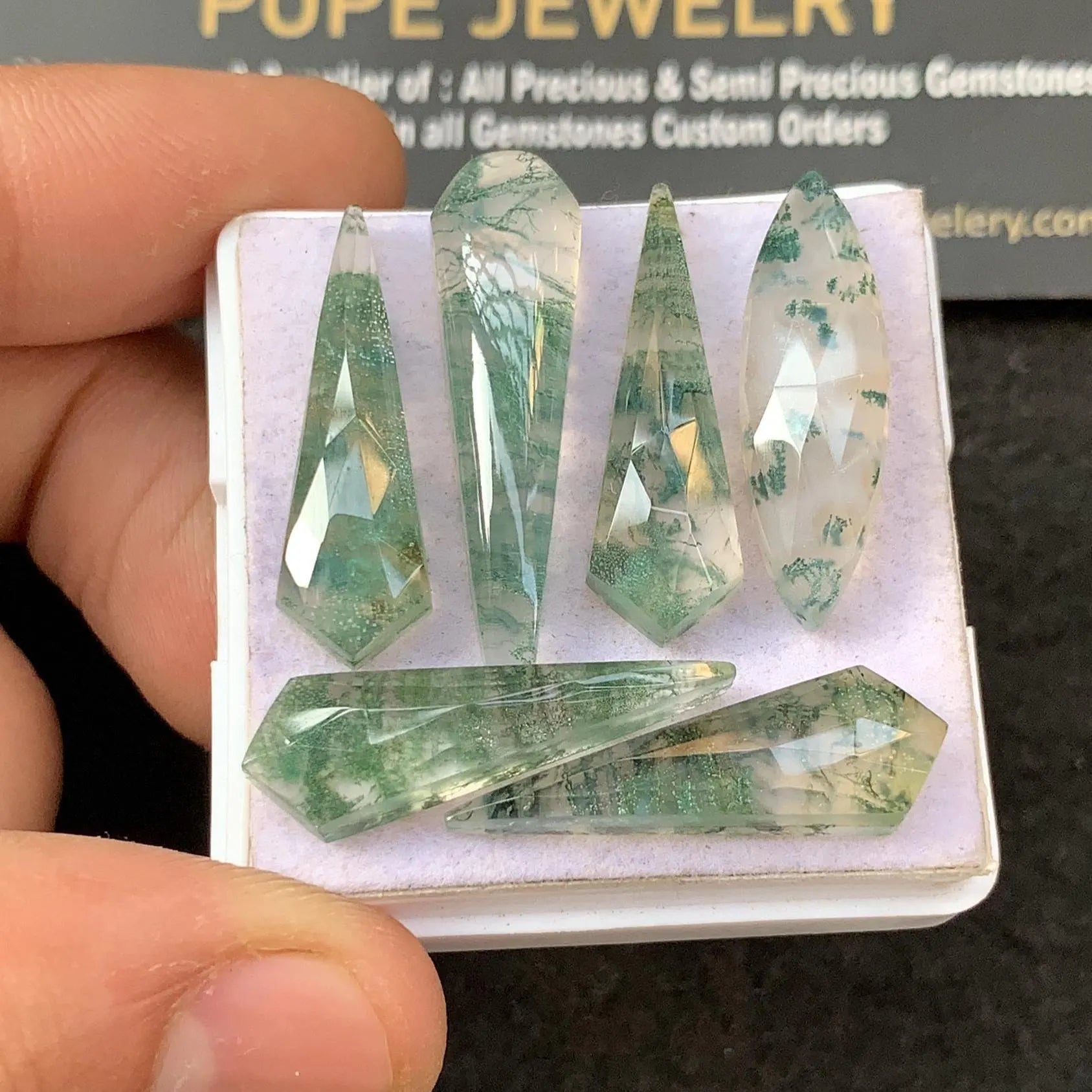 Natural Moss Agate & Himalayan Crystal Doublet Rose Cut Mix Shape High Quality Loose Gemstone For Jewelry Making 25-29 MM Size 6 Pcs SM23338