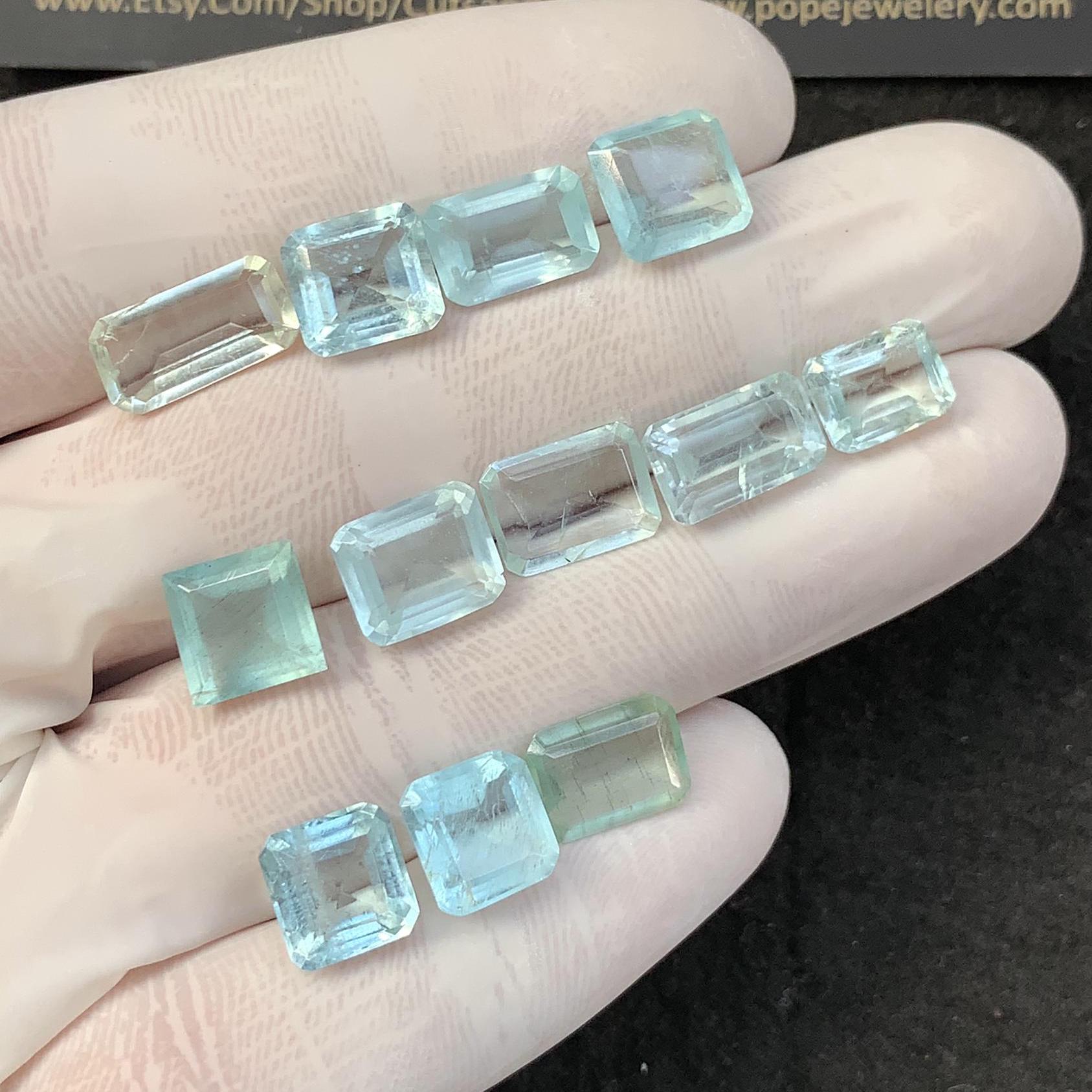 Natural Aquamarine Faceted Cut Mix Shape High Quality Loose Gemstones For Jewelry Making 10-13 MM Size 12 Pcs SM23330