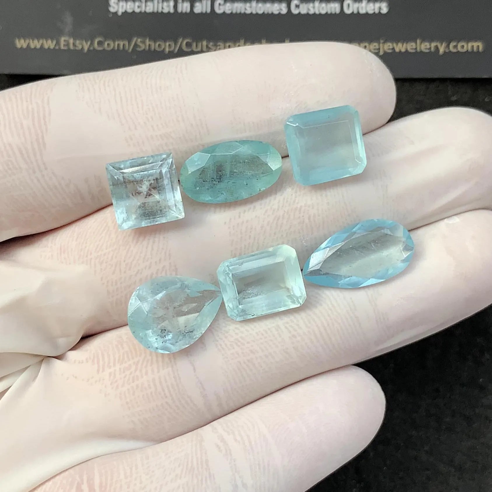 Natural Aquamarine Faceted Cut Mix Shape High Quality Loose Gemstones For Jewelry Making 9-16 MM Size 6 Pcs SM23328