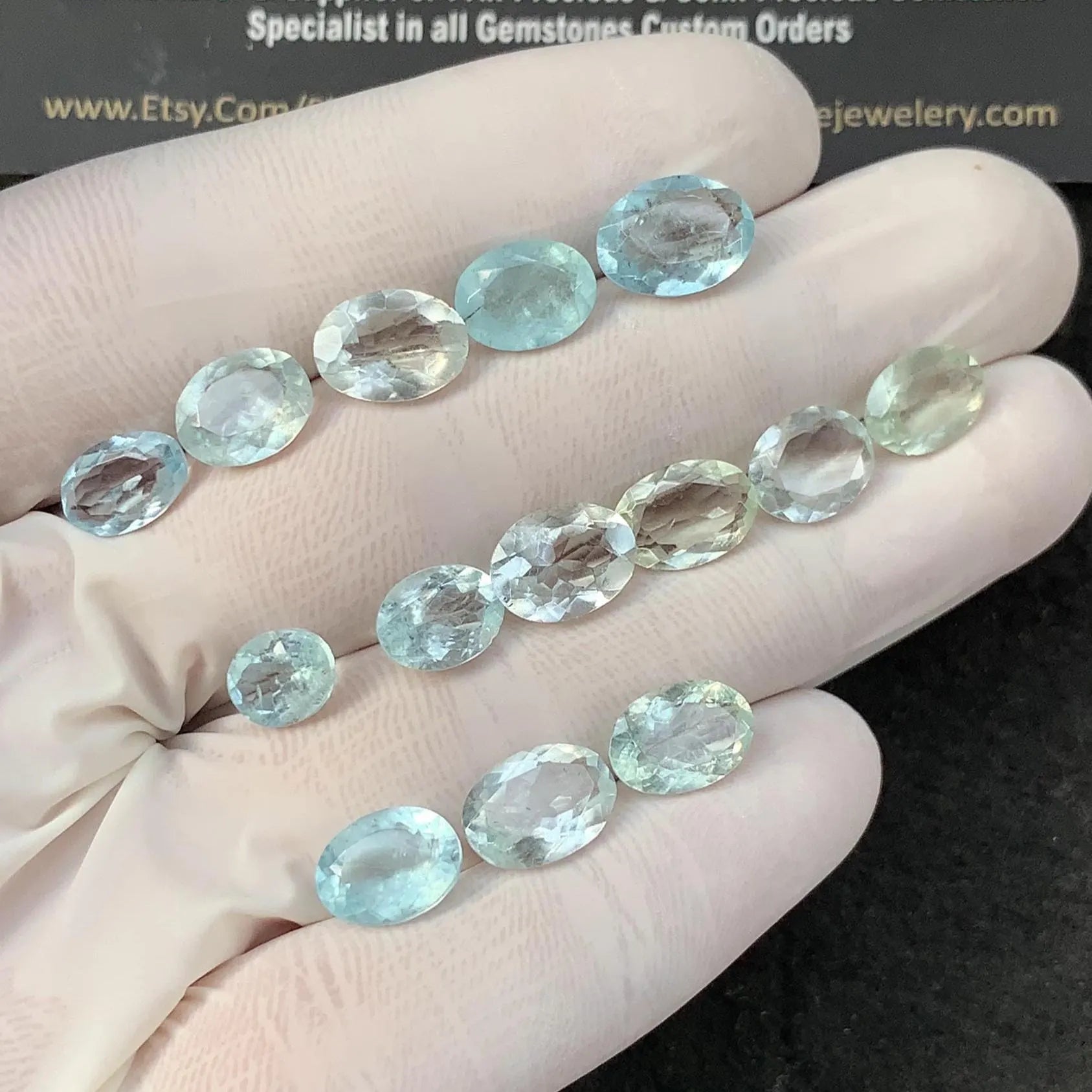 Natural Aquamarine Faceted Cut  Oval Shape High Quality Loose Gemstones For Jewelry Making 8-11 MM Size 14 Pcs SM23324