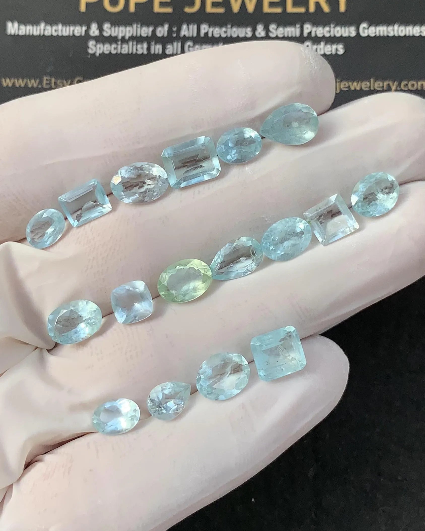 Natural Aquamarine Faceted Cut Mix Shape High Quality Loose Gemstones For Jewelry Making 6-9 MM Size 18 Pcs SM23319
