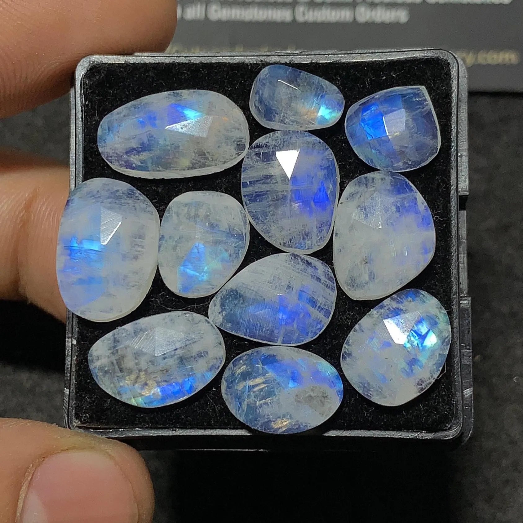 Natural Rainbow Moonstone Rose Cut Cabochons Rainbow Moonstone Loose Gemstones Jewelry Supply Wholesalegems 9-15 MM Size 11 Pcs SM23357