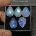Natural Rainbow Moonstone Rose Cut Teardrop Cabochons Rainbow Moonstone Loose Gemstones Jewelry Supply Wholesalegems 16x12 MM 5 Pcs SM23354
