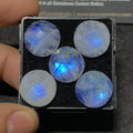 Natural Rainbow Moonstone Rose Cut Round Cabochons Rainbow Moonstone Loose Gemstones Jewelry Supply Wholesalegems 15 MM 5 Pcs SM23353