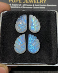 Natural Rainbow Moonstone Hand carved Wings Cabochons Loose Gemstones Jewelry Supply Wholesalegems 20x12 MM 2 Pairs SM23352