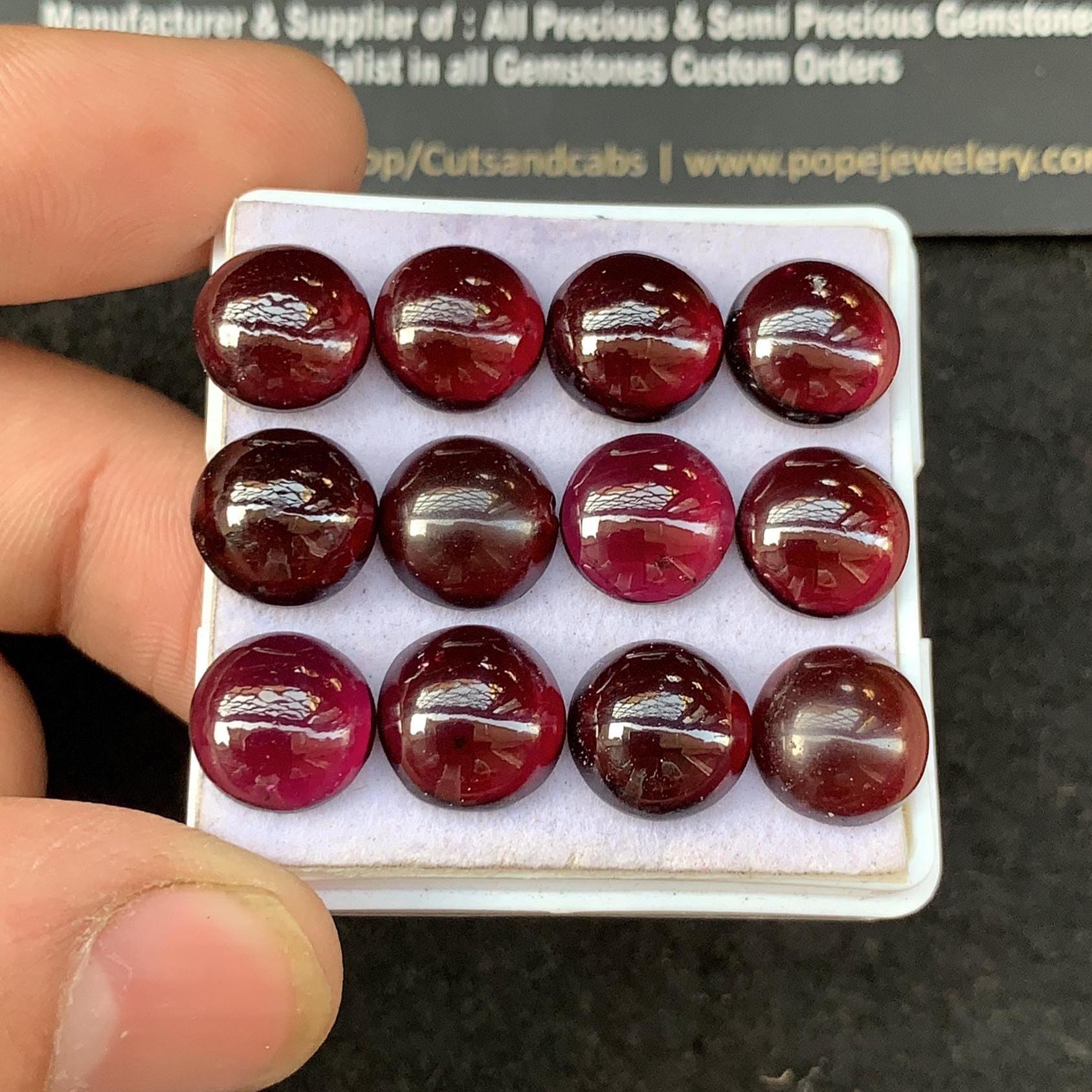 Natural Garnet Smooth Round Cabochons Garnet Loose Gemstones Jewelry Supply Wholesalegems 10 MM Size 12 Pcs SM23267