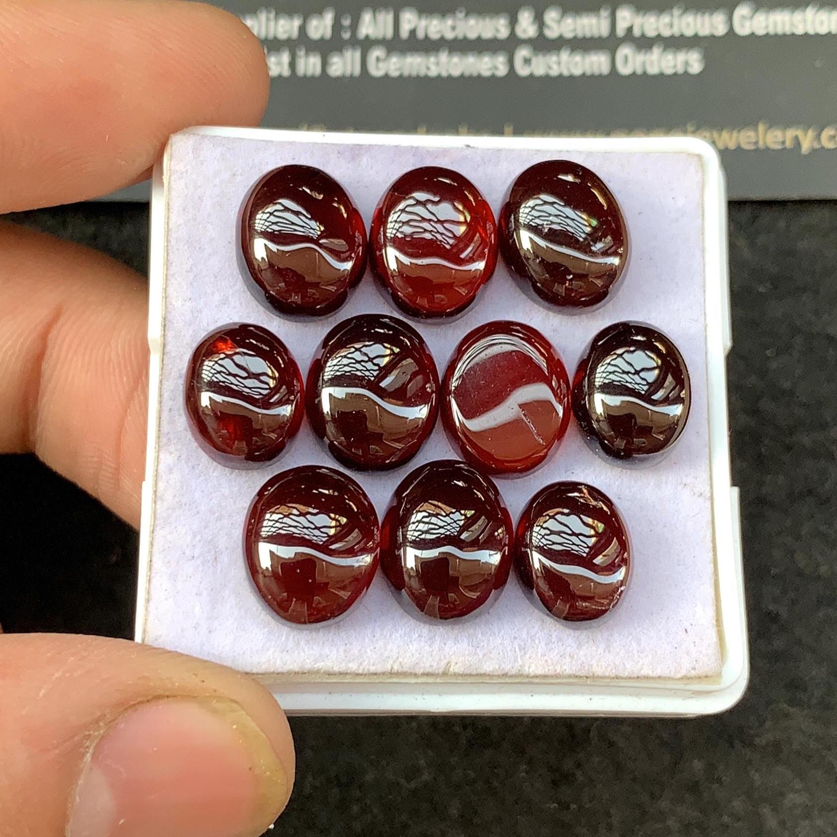 Natural Garnet Smooth Oval Cabochons Garnet Loose Gemstones Jewelry Supply Wholesalegems 10-11 MM Size 10 Pcs SM23264