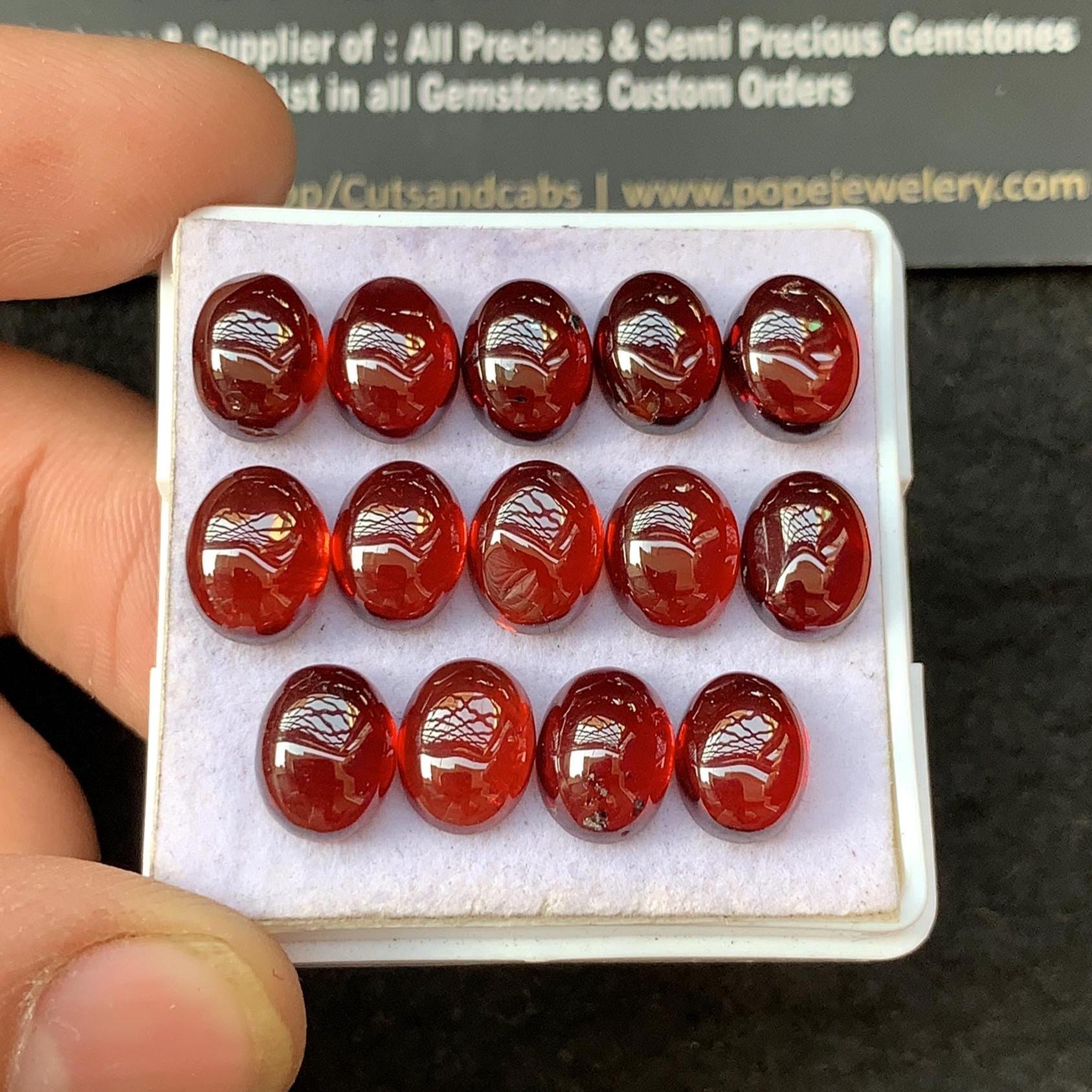 Natural Garnet Smooth Oval Cabochons Garnet Loose Gemstones Jewelry Supply Wholesalegems 9x7 MM Size 14 Pcs SM23259