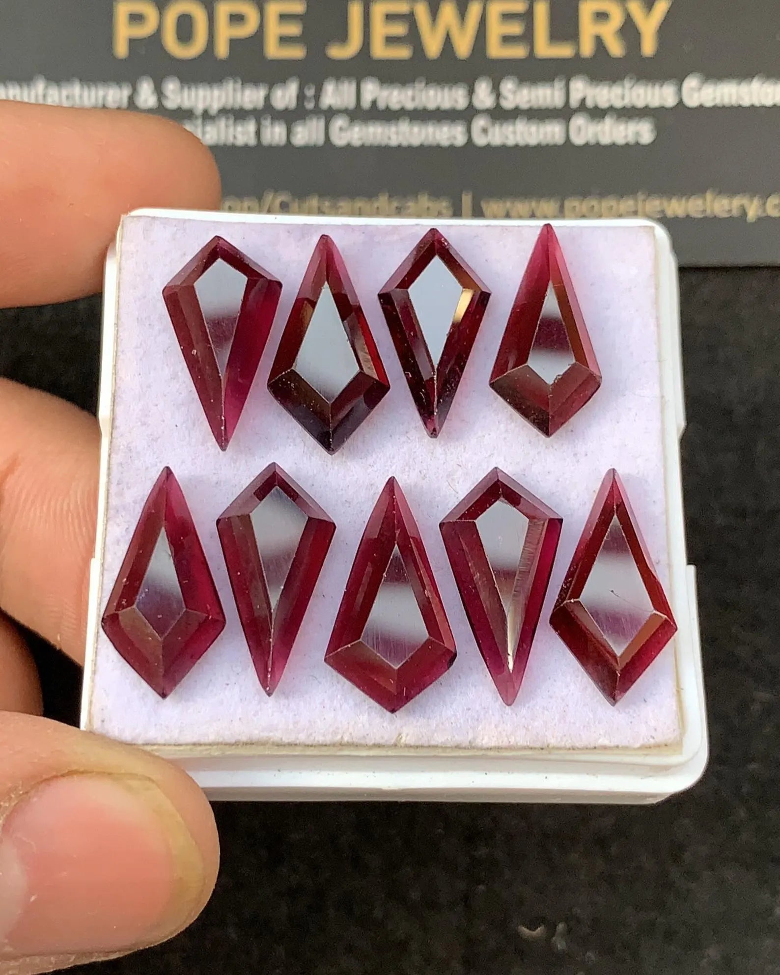 Natural Garnet Step Cut Tie Shape Cabochons Garnet Loose Gemstones Jewelry Supply 15x10 MM Size 9 Pcs SM23255