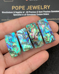 Natural Abalone Shell Pearl Smooth Rectangle Cabochons Abalone Shell Pearl Loose Gemstones Jewelry Supply 25-29 MM Size 4 Pcs SM23238