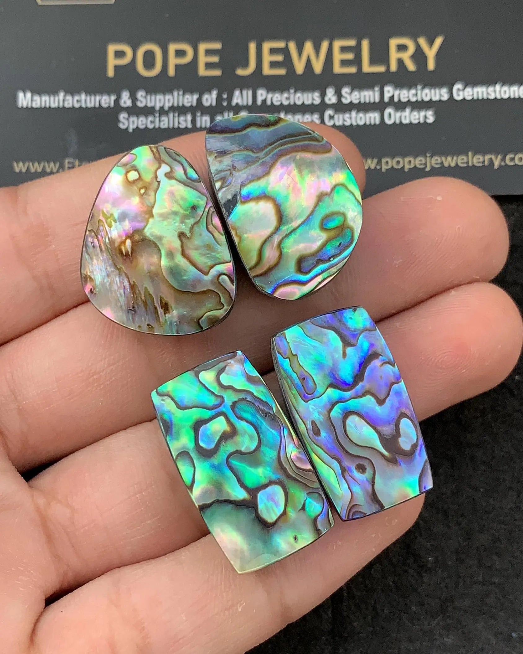 Natural Abalone Shell Pearl Smooth Cabochons Abalone Shell Pearl Matched Pairs Loose Gemstones Jewelry Supply 24-26 MM Size 2 Pairs SM23237