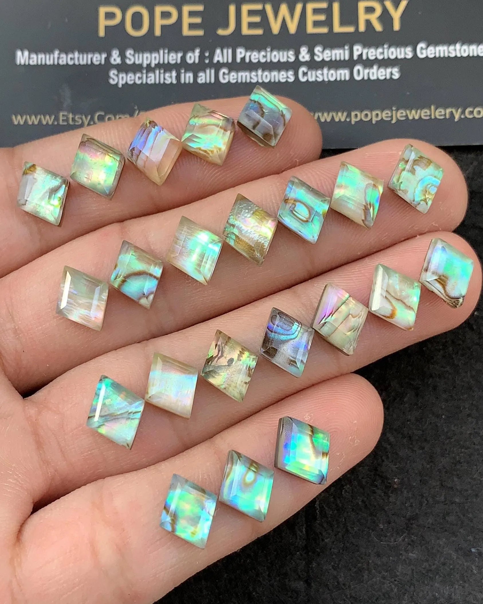 Natural Abalone Shell Pearl Doublet Step Cut Cabochons Abalone Shell Pearl Loose Gemstones Jewelry Supply 10x8 MM Size 22 Pcs SM23234