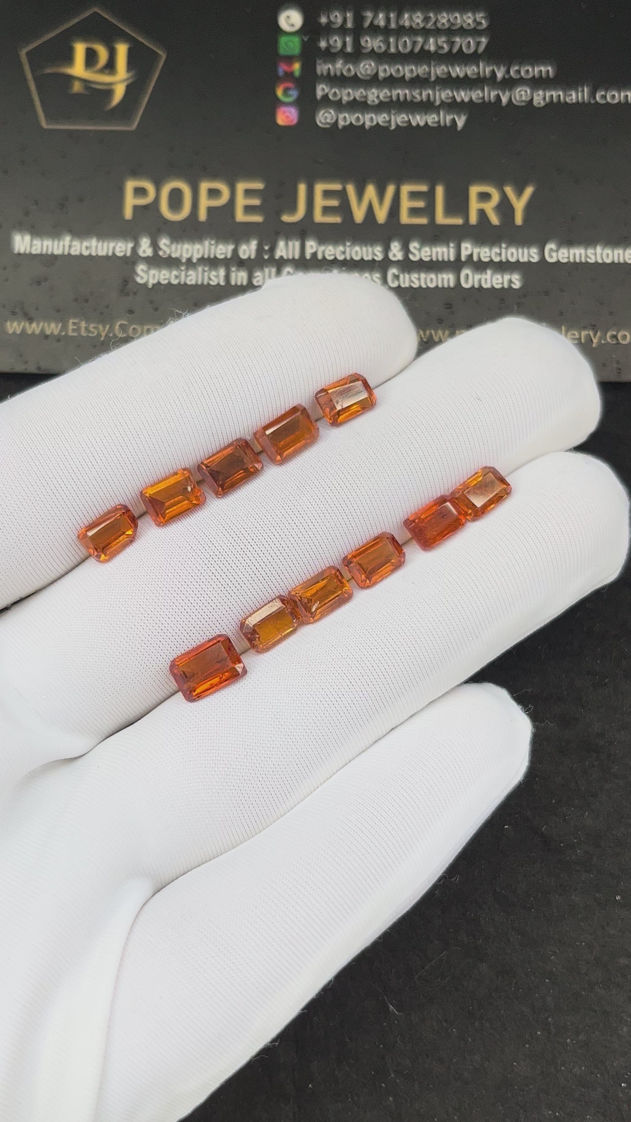 Natural Hessonite Garnet Gemstone Faceted Cut Rectangle Shape Loose Gemstone For Jewelry Making Wholesalegems 6-7  MM Size 11 Pcs SM25335