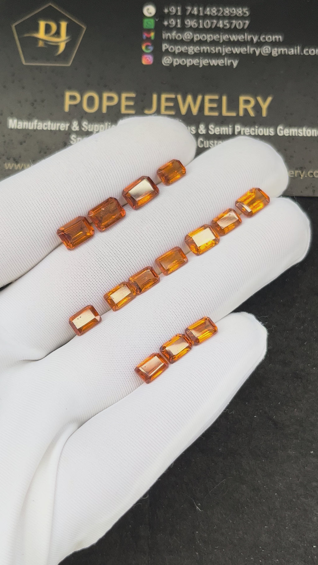 Natural Hessonite Garnet Gemstone Faceted Cut Rectangle Shape Loose Gemstone For Jewelry Making Wholesalegems 6-7  MM Size 14 Pcs SM25334