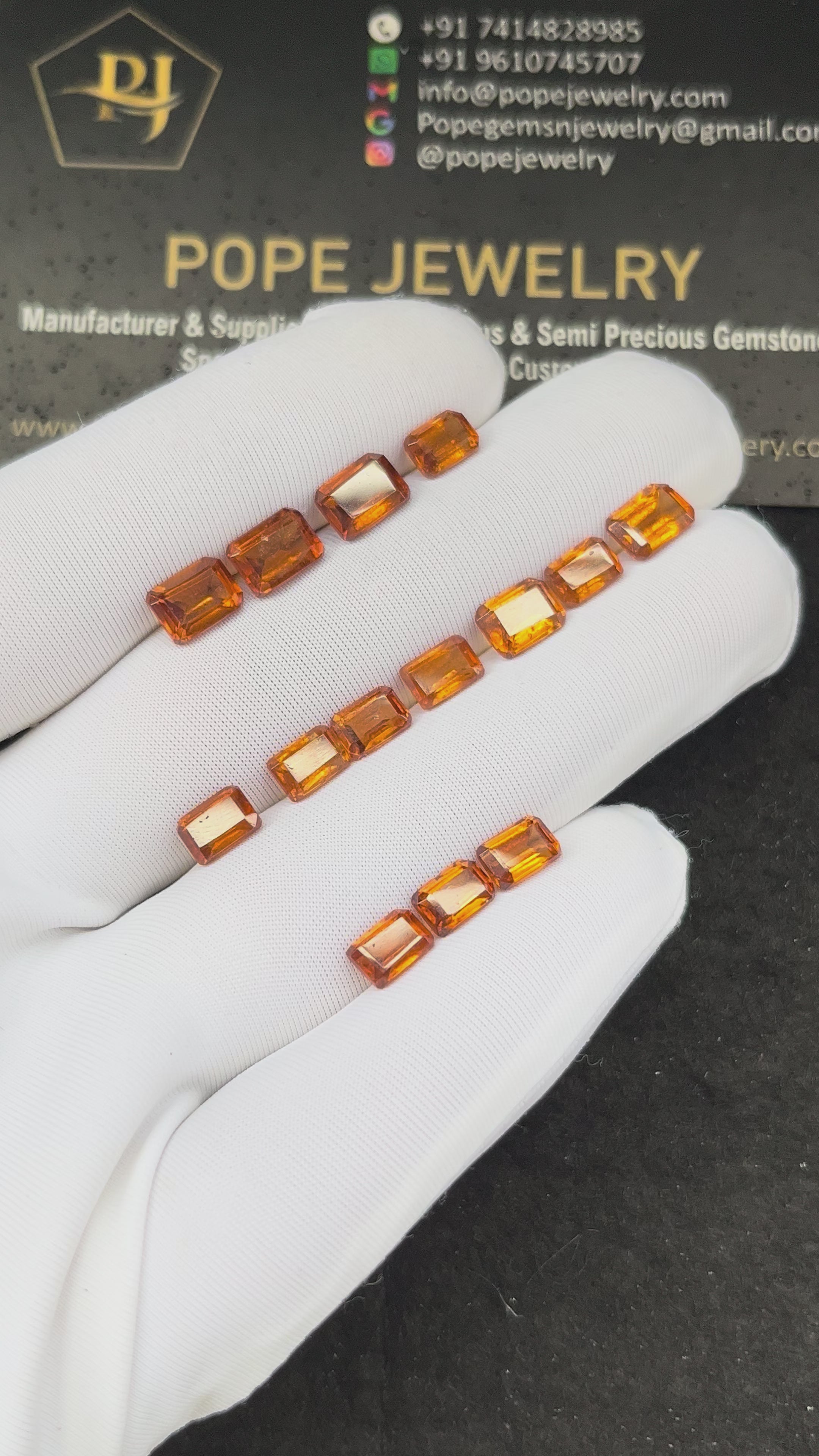 Natural Hessonite Garnet Gemstone Faceted Cut Rectangle Shape Loose Gemstone For Jewelry Making Wholesalegems 6-7  MM Size 14 Pcs SM25334