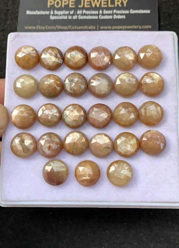 Natural Golden Sapphire Rose Cut Round Cabochons Sapphire Cabochons Loose Gemstones for Jewellery Making 12 MM 10 Pcs SP1