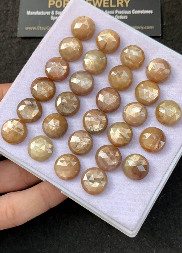 Natural Golden Sapphire Rose Cut Round Cabochons Sapphire Cabochons Loose Gemstones for Jewellery Making 12 MM 10 Pcs SP1 - Image 2