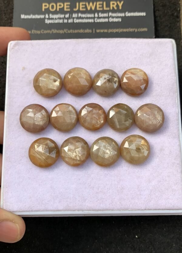 Natural Golden Sapphire Rose Cut Round Cabochons Sapphire Cabochons Loose Gemstones for Jewellery Making 14 MM 5 Pcs SP2