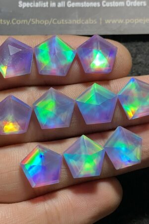 Aurora Opal & Natural Himalayan Rock Crystal Quartz Doublets Step Cut Octagon Shape cabochons Aurora Opal Cabochons Loose Gemstones for Jewellery Making 12x12 MM 10 Pcs SM23617