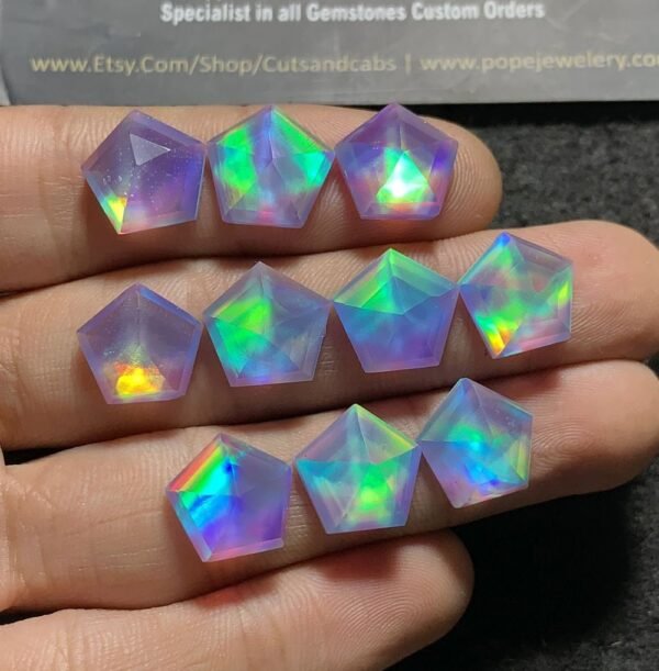 Aurora Opal & Natural Himalayan Rock Crystal Quartz Doublets Step Cut Octagon Shape cabochons Aurora Opal Cabochons Loose Gemstones for Jewellery Making 12x12 MM 10 Pcs SM23617
