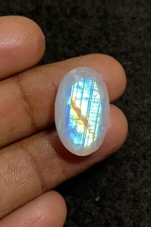 Natural Rainbow Moonstone Faceted Cut Oval Gemstone Loose Gemstones for Jewlery Making WholesaleGems Popegems 21x14x8 MM