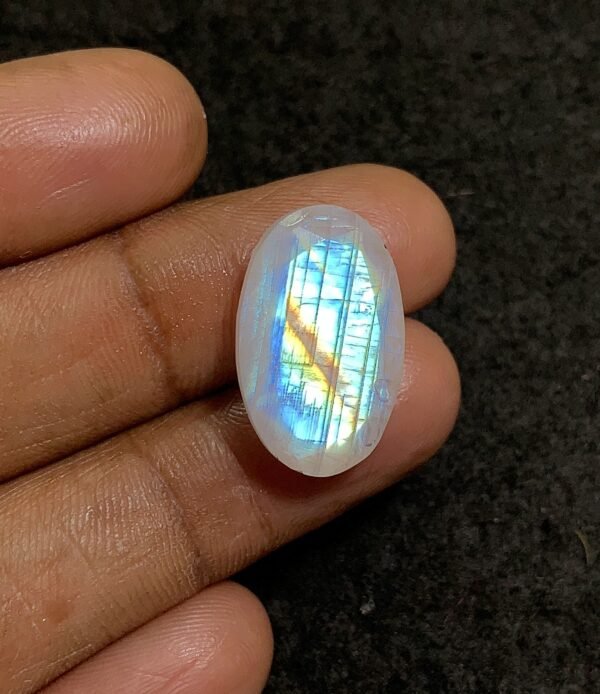 Natural Rainbow Moonstone Faceted Cut Oval Gemstone Loose Gemstones for Jewlery Making WholesaleGems Popegems 21x14x8 MM