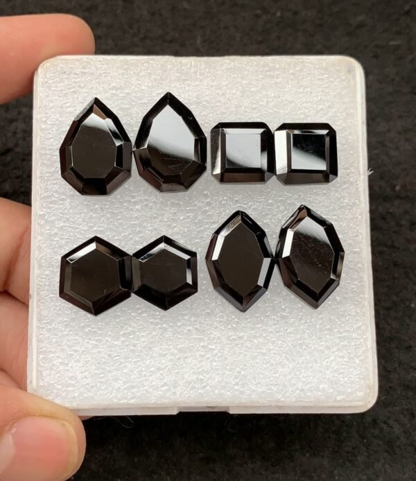 Black Spinel Gemstone Natural Black Spinel Step Cut Pair Mix Shape Gemstone 10-18 MM 4 Pair High Quality Wholesale gems SM23886