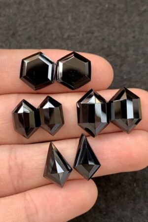 Black Spinel Gemstone Natural Black Spinel Step Cut Pair Mix Shape Gemstone 10-17 MM 4 Pair High Quality Wholesale gems SM23888
