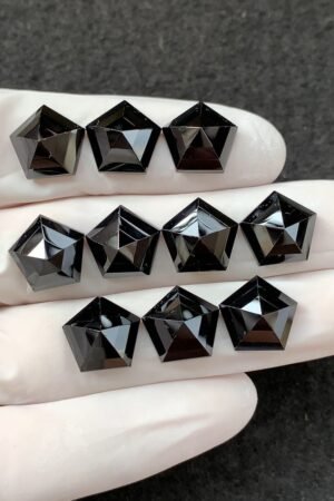 Black Spinel Gemstone Natural Black Spinel Step Cut Hexagon Shape Gemstone 12 MM 10 Pcs High Quality Wholesale gems SM23889