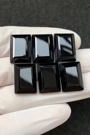 Black Spinel Gemstone Natural Black Spinel Step Cut Rectangle Shape Gemstone 17x13 MM 6 Pcs High Quality Wholesale gems SM23890