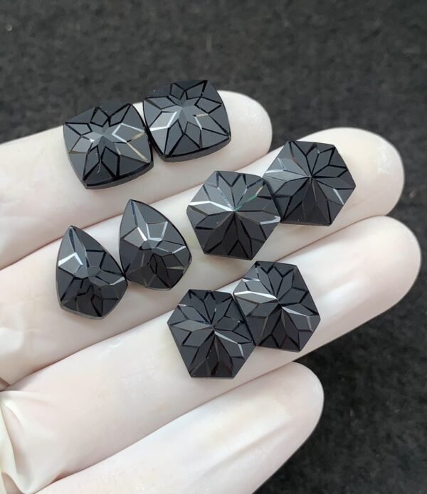Black Spinel Gemstone Natural Black Spinel Precision Cut Mix Shape Gemstone 12-15 MM 4 Pair High Quality Wholesale gems SM23891 - Image 2