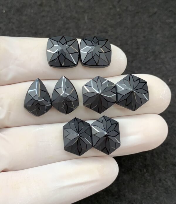 Black Spinel Gemstone Natural Black Spinel Precision Cut Mix Shape Gemstone 12-15 MM 4 Pair High Quality Wholesale gems SM23891