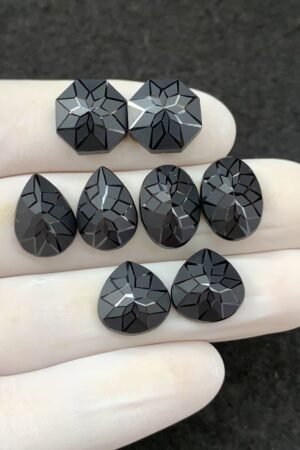 Black Spinel Gemstone Natural Black Spinel Precision Cut Mix Shape Gemstone 12-14 MM 4 Pair High Quality Wholesale gems SM23892