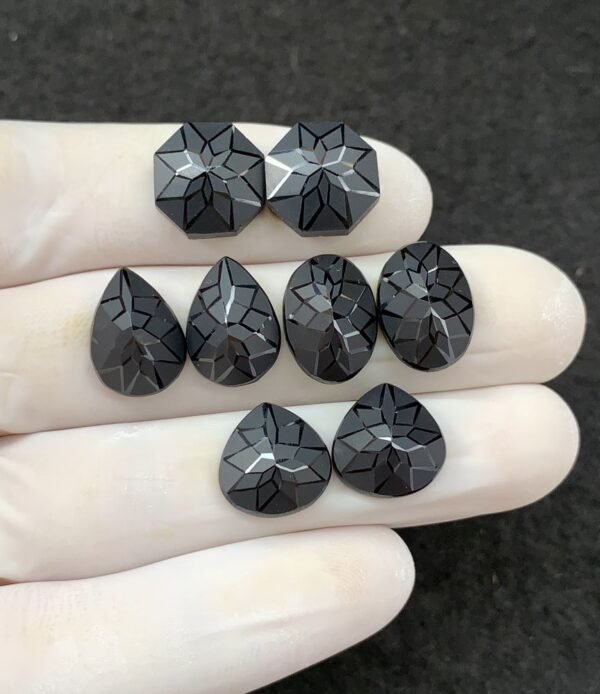 Black Spinel Gemstone Natural Black Spinel Precision Cut Mix Shape Gemstone 12-14 MM 4 Pair High Quality Wholesale gems SM23892