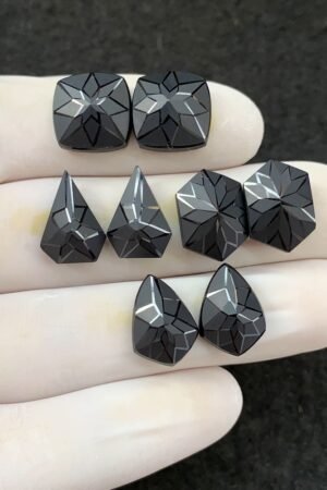 Black Spinel Gemstone Natural Black Spinel Precision Cut Mix Shape Gemstone 12-14 MM 4 Pair High Quality Wholesale gems SM23893