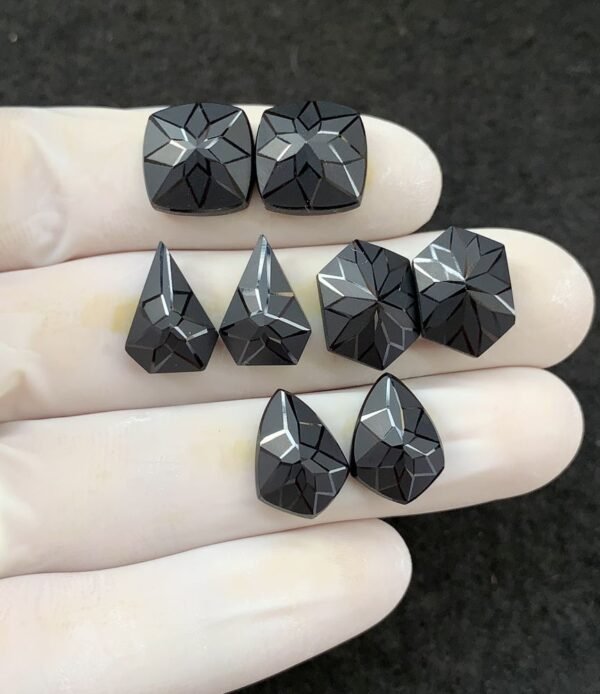 Black Spinel Gemstone Natural Black Spinel Precision Cut Mix Shape Gemstone 12-14 MM 4 Pair High Quality Wholesale gems SM23893
