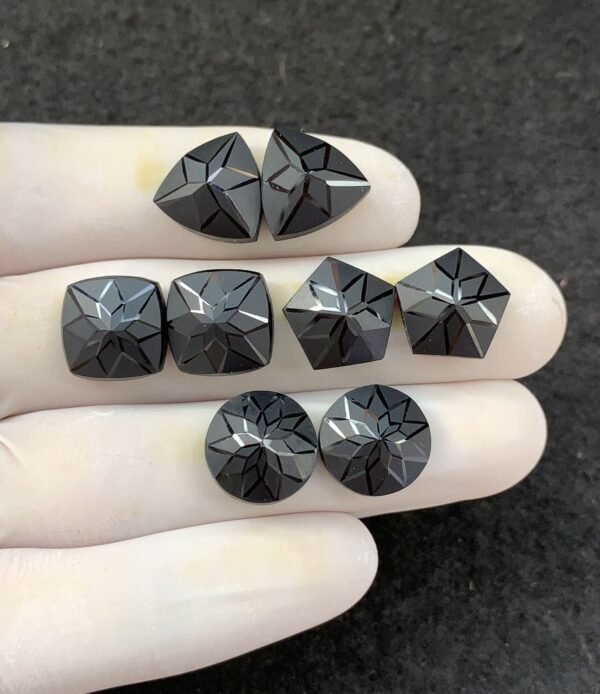 Black Spinel Gemstone Natural Black Spinel Precision Cut Mix Shape Gemstone 12 MM 4 Pair High Quality Wholesale gems SM23895