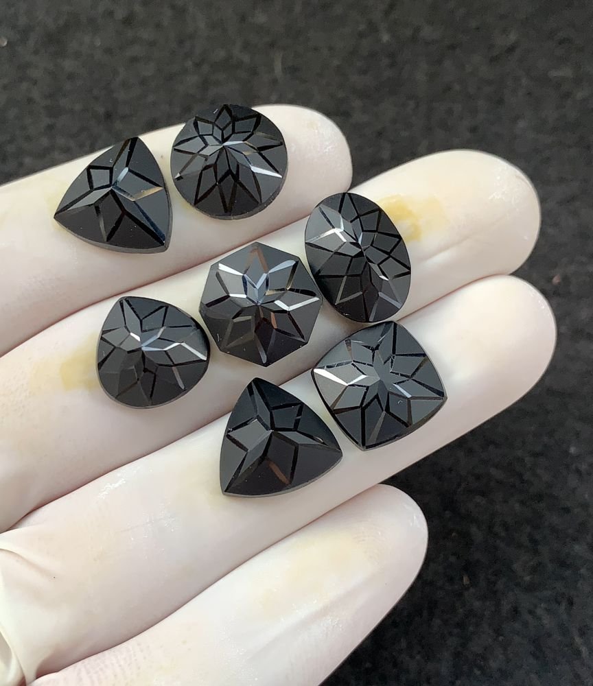 Black Spinel Gemstone Natural Black Spinel Precision Cut Mix Shape Gemstone 12-14 MM 7 Pcs High Quality Wholesale gems SM23896 - Image 2