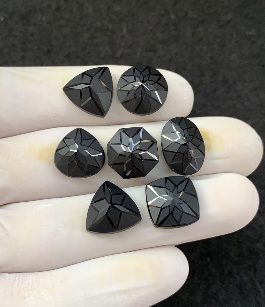 Black Spinel Gemstone Natural Black Spinel Precision Cut Mix Shape Gemstone 12-14 MM 7 Pcs High Quality Wholesale gems SM23896