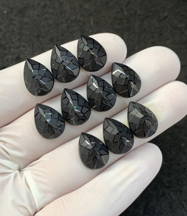 Black Spinel Gemstone Natural Black Spinel Precision Cut Pear Shape Gemstone 14x10 MM 10 Pcs High Quality Wholesale gems SM23900 - Image 2