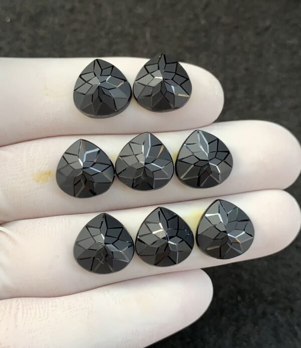 Black Spinel Gemstone Natural Black Spinel Precision Cut Heart Shape Gemstone 12 MM 8 Pcs High Quality Wholesale gems SM23901