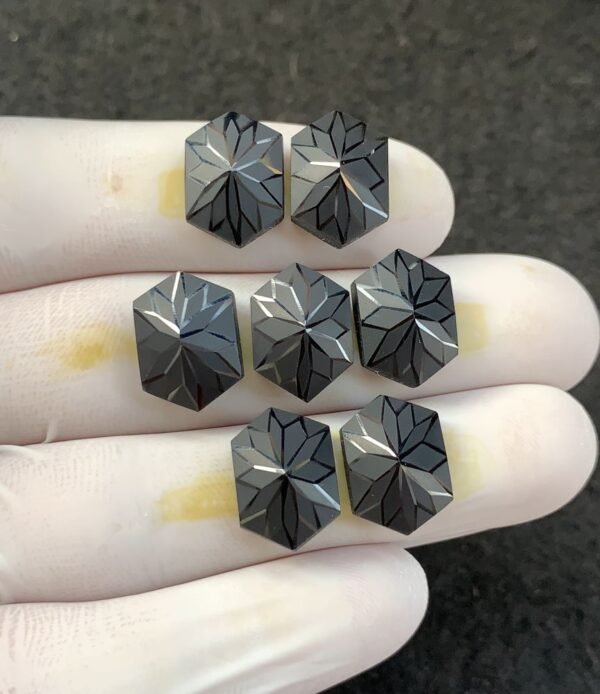Black Spinel Gemstone Natural Black Spinel Precision Cut Hexagon Shape Gemstone 14x10 MM 7 Pcs High Quality Wholesale gems SM23903