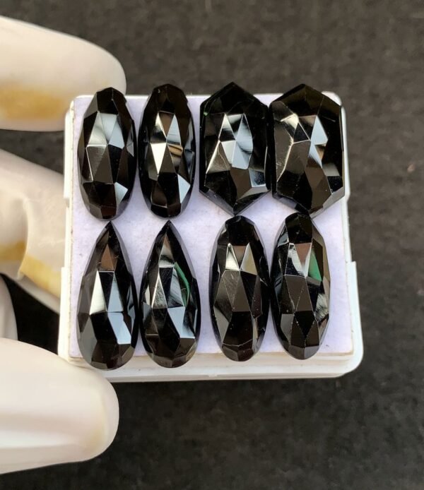 Black Spinel Gemstone Natural Black Spinel Rose Cut Mix Pair Shape Gemstone 20 MM 4 Pair High Quality Wholesale gems SM23906